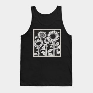 Black and White Sunflowers Tank Top